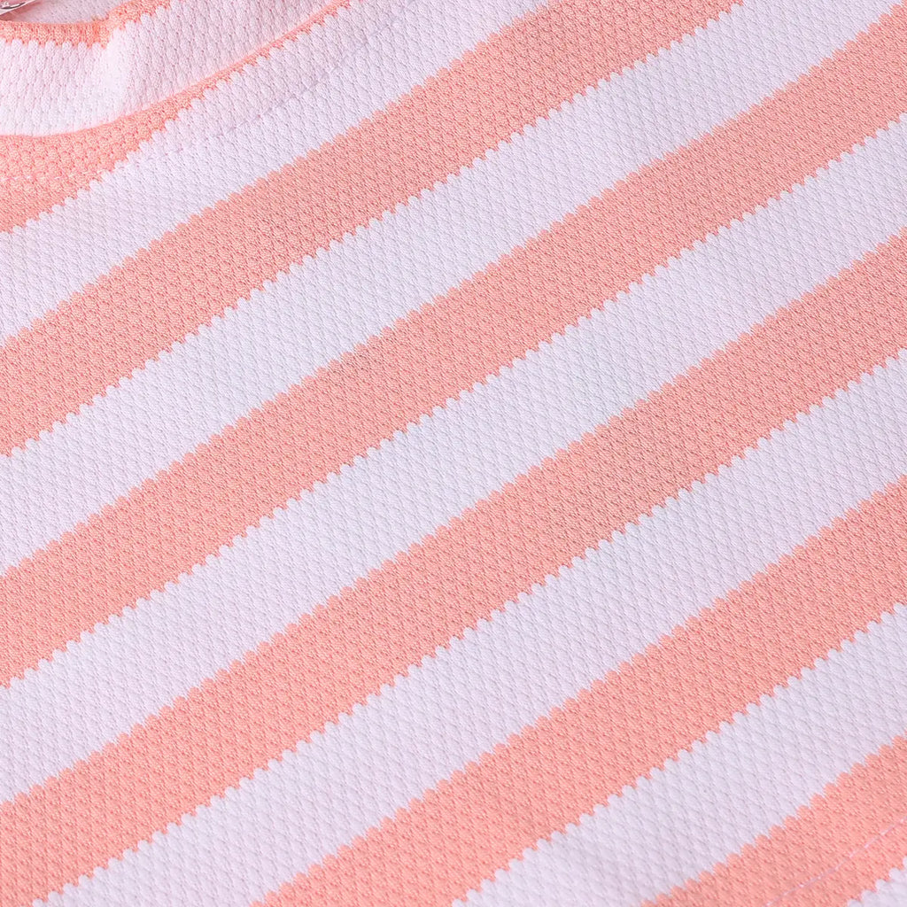 Girls Orange Stripe T-Shirt With Heart Embroidered Dungaree Sets 2 pc. Sets