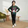 Girls Green Princess Graphics Round Neck Sweatshirt Sweatshirts & Hoodies Green 4-5 Y