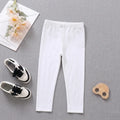 Girls Off White Solid Ankle Length Leggings Leggings & Tights Off White 1-2 Y
