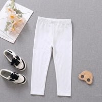Girls Off White Solid Ankle Length Leggings Leggings & Tights Off White 1-2 Y