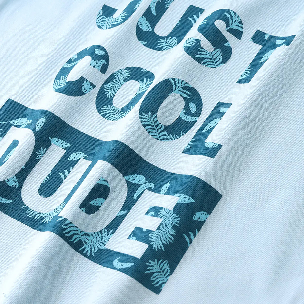 Boys Sky Blue Typographic Printed Short Sleeves T-Shirt With Pinted Drawstring Shorts Sets Sets