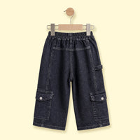 Boys Dark Blue Denim Cargo Shorts Shorts