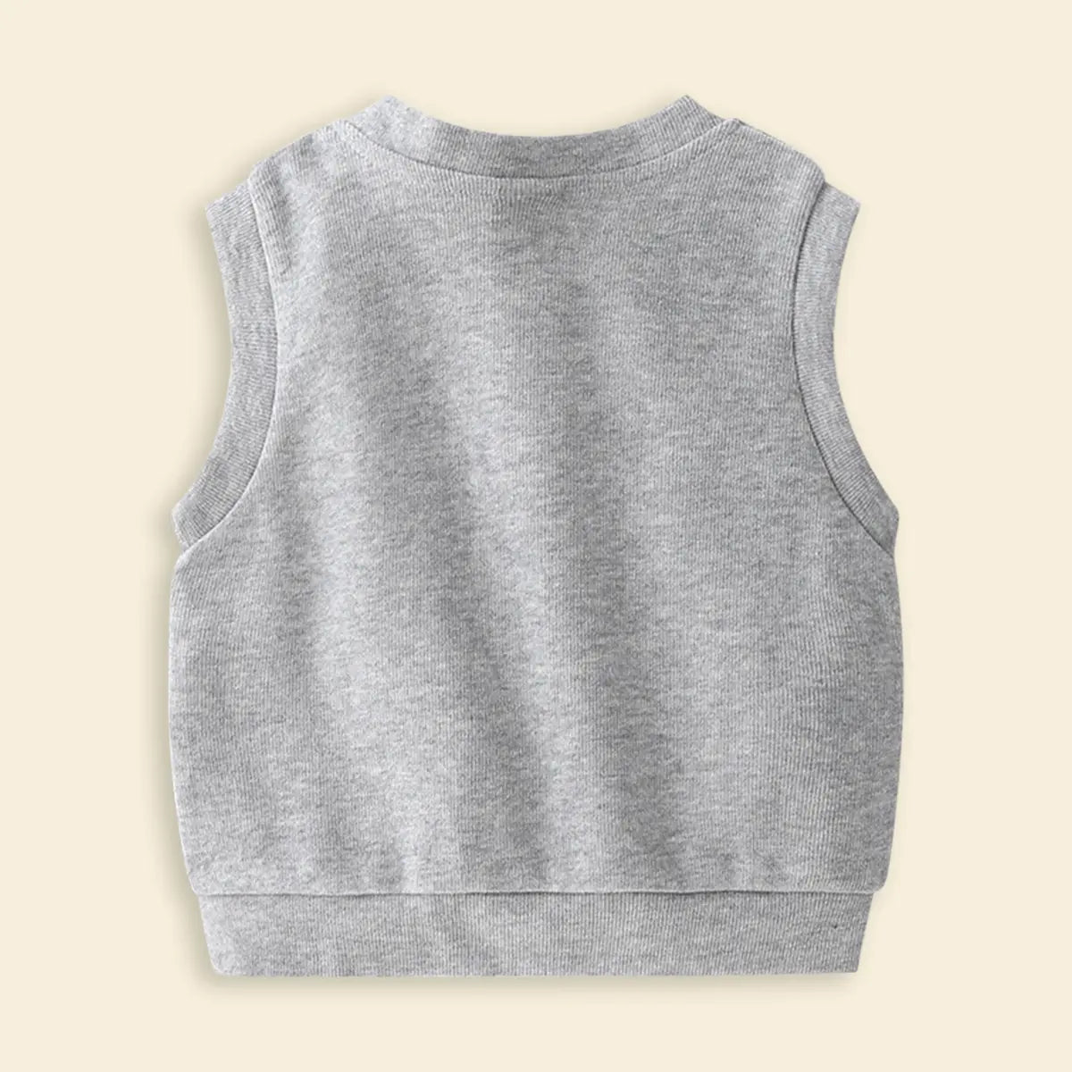 Boys Grey Self-Design Sleeveless Knitted Cardigan Sweaters & Cardigans