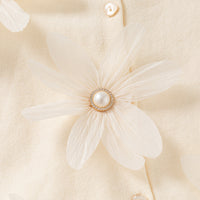 Girls Off White Flowers Applique Cardigan Sweaters & Cardigans