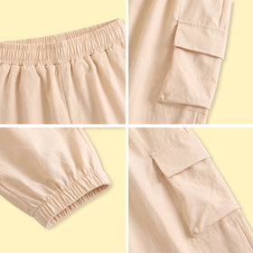 Girls Beige Elasticated Waist Jogger Joggers