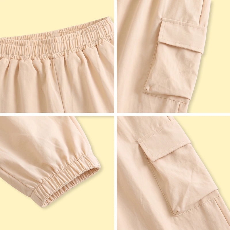 Girls Beige Elasticated Waist Jogger Joggers
