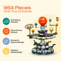Solar System Building Blocks - Mechanical Orrery Model with Working Gears Trending Accessories