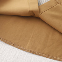 Boys Khaki Color-Blocked Shirt With T-Shirt And Cargo Shorts Set Sets