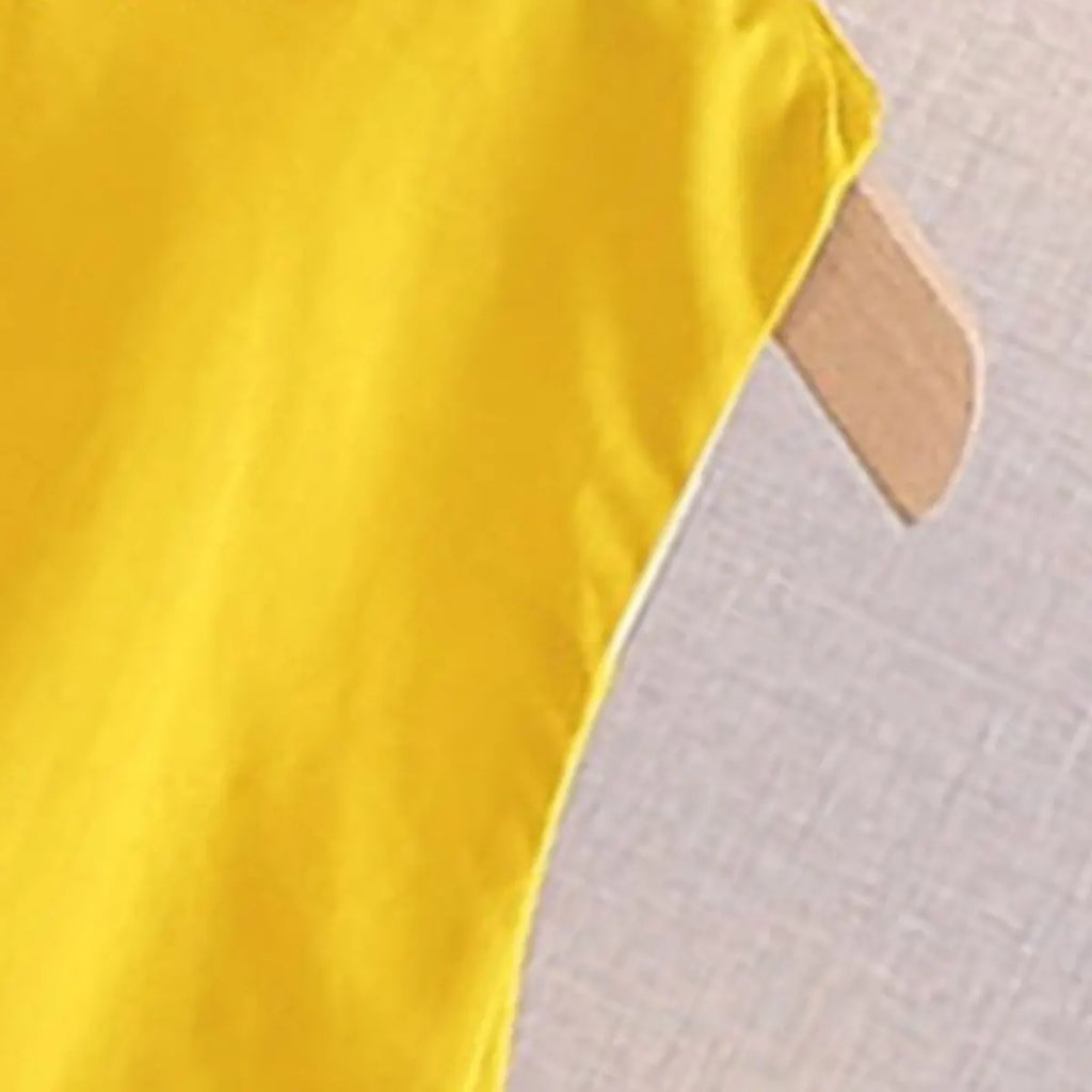 Girls Yellow Cherry Applique Sleeveless Balloon Dress Casual Dresses
