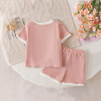 Girls Peach Floral Applique Short Sleeve T-Shirt With Shorts Sets 2 pc. Sets