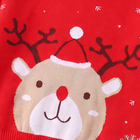 Boys Red Sweater With Cute Reindeer and Snowflake Design Sweaters & Cardigans