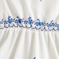 Girls White Floral Printed Long Sleeves Fit & Flare Dress Casual Dresses