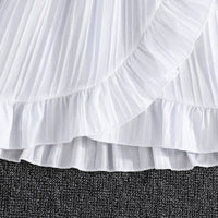Girls White Flutter Sleeves Round Neck Dress Casual Dresses