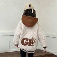 Girls Apricot Quilted Hooded Zipper jacket Coats & Jackets