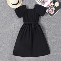 Girls Black Lace Border Fit & Flare Dress Casual Dresses