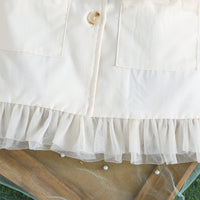 Girls Apricot Sleeveless Double Pocket Shirt Dress Casual Dresses