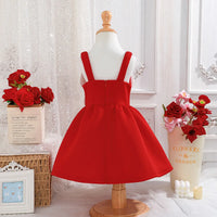 Girls Red Floral Applique Fit & Flare Party Dresses Party Dresses