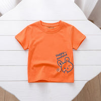 Girls Orange Short Sleeve Happy Weekend Typography Print T-Shirt Tshirts Orange 1-2 Y