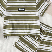 Boys Multicolor Striped Short Sleeves T-Shirt With Shorts Set 2 pc. Sets
