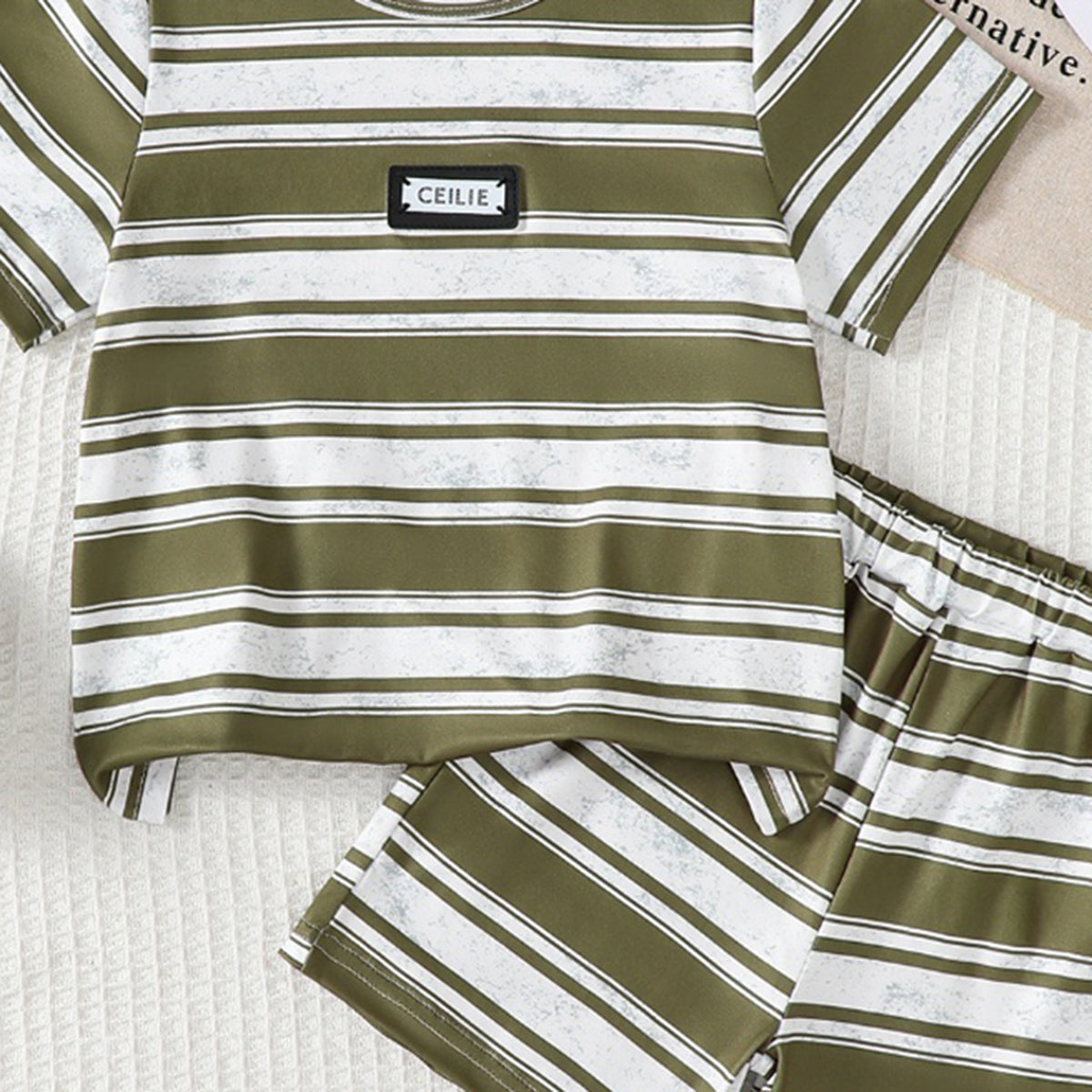 Boys Multicolor Striped Short Sleeves T-Shirt With Shorts Set 2 pc. Sets