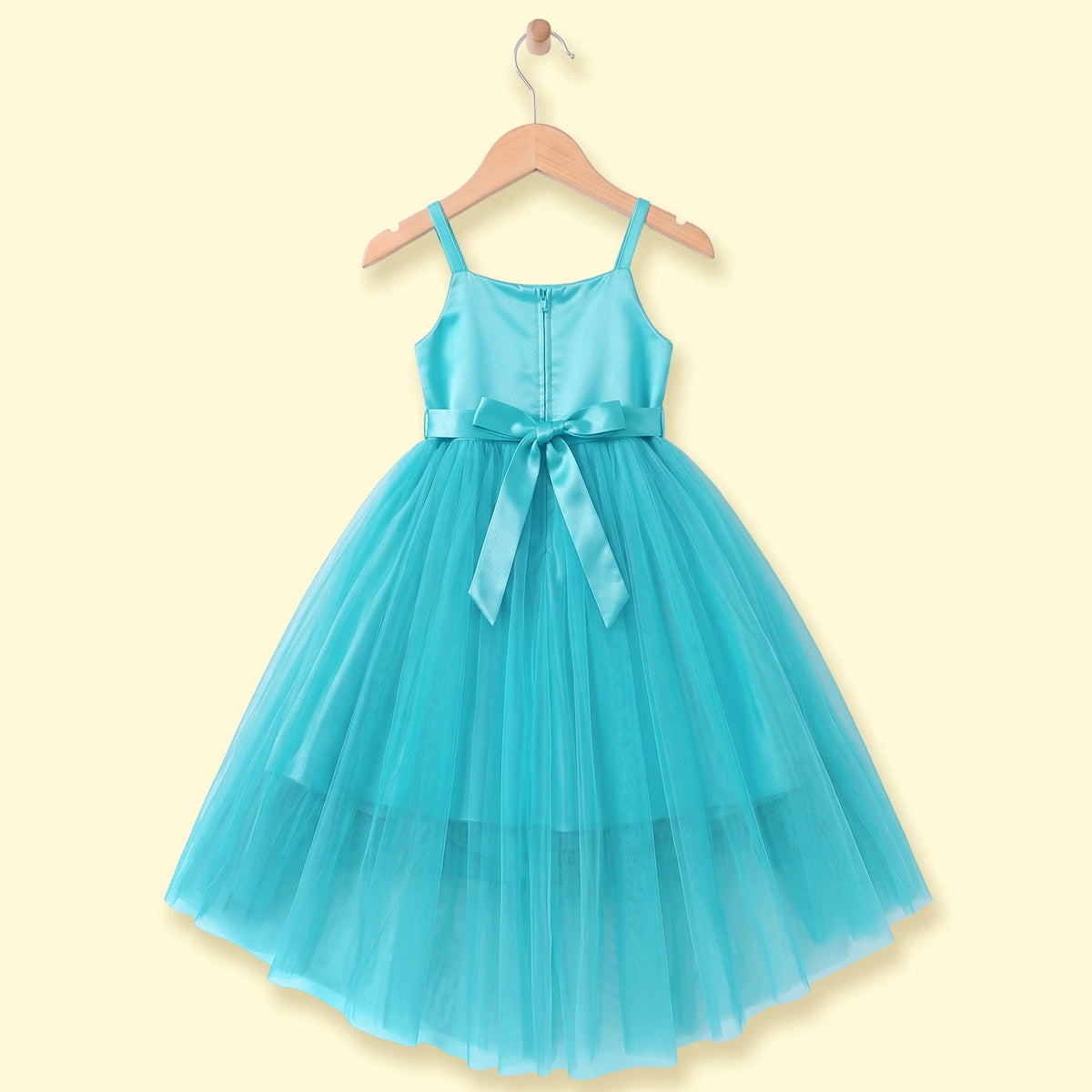 Girls Turquoise Blue Floral Applique Fit & Flare Party Dress Party Dresses
