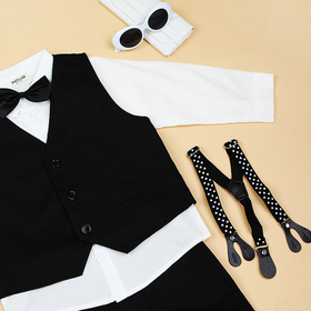 Boys White Shirt & Suspender Pants Sets Partywear Gift Hamper Sets
