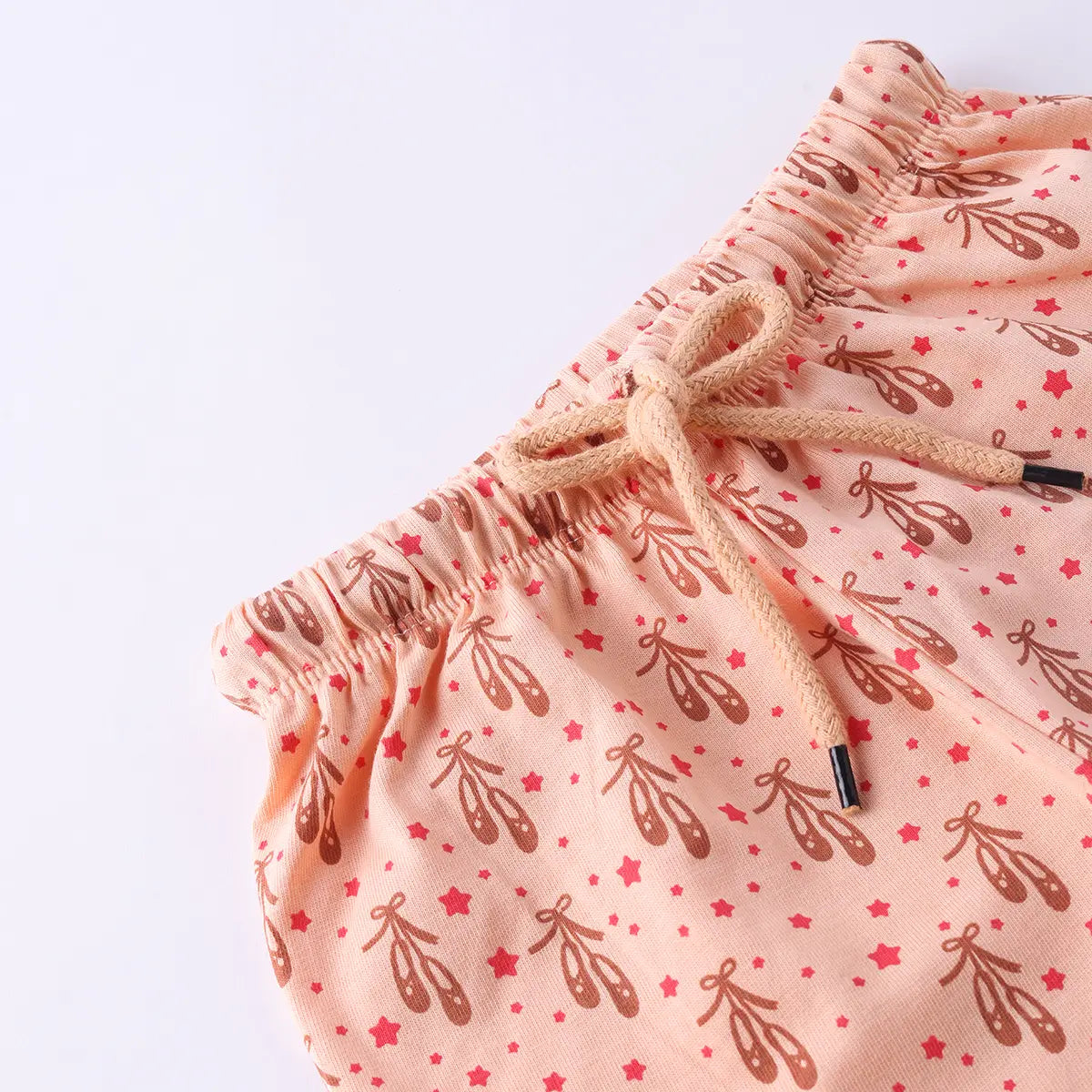 Girls Peach Graphic Short Sleeve Top With Drawcord Printed Shorts Sets Sets