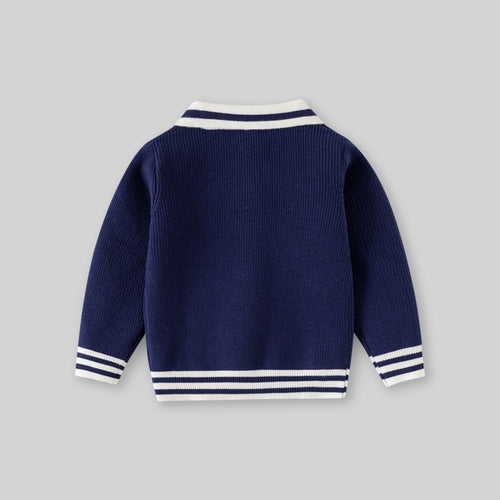 Boys Blue Self-Design Polo Sweater Sweaters & Cardigans