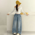 Girls Light Blue Embellished Loose Fit Denim Pants Pants Light Blue 5-6 Y