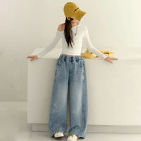 Girls Light Blue Embellished Loose Fit Denim Pants Pants Light Blue 5-6 Y