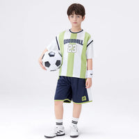 Boys Green Stripes & Alphanumeric Printed T-Shirt With Shorts Set Sets Green 5-6 Y