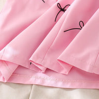 Girls Pink Bow Applique Sleeveless A-line Dress Casual Dresses