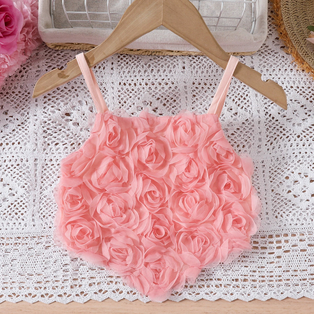 Girls Peach Floral Applique Crop Top With Tiered Tulle Skirts Set Sets