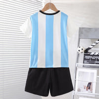 Boys White Striped Print Short Sleeve T-Shirt With Shorts Sets 2 pc. Sets