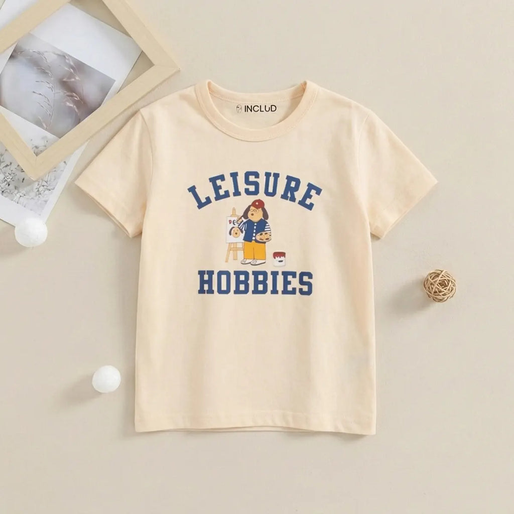 Boys Cream Typographic Print Short Sleeve T-Shirt Tshirts Cream 2-3 Y