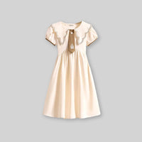 Girls Short Sleeve Scalloped Collar Dress Casual Dresses   