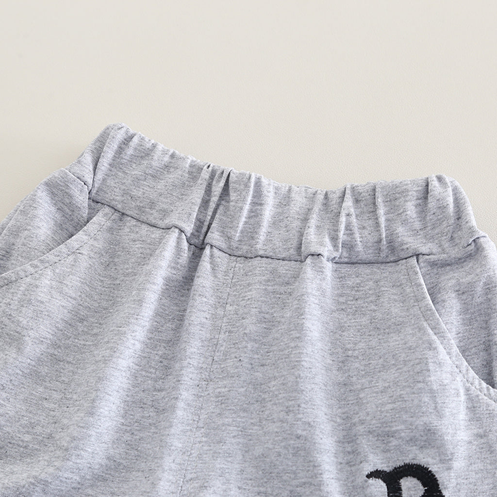 Boys Grey Typographic Printed Short Sleeves T-Shirt With Shorts Set 2 pc. Sets