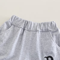 Boys Grey Typographic Printed Short Sleeves T-Shirt With Shorts Set 2 pc. Sets