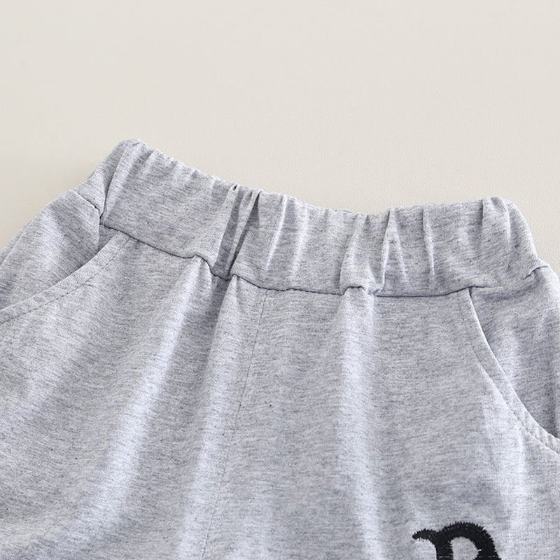 Boys Grey Typographic Printed Short Sleeves T-Shirt With Shorts Set 2 pc. Sets