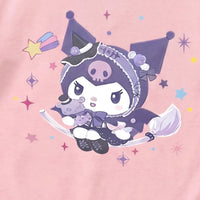 Girls Pink Kuromi Cartoon Printed Short Sleeve T-Shirt Tshirts
