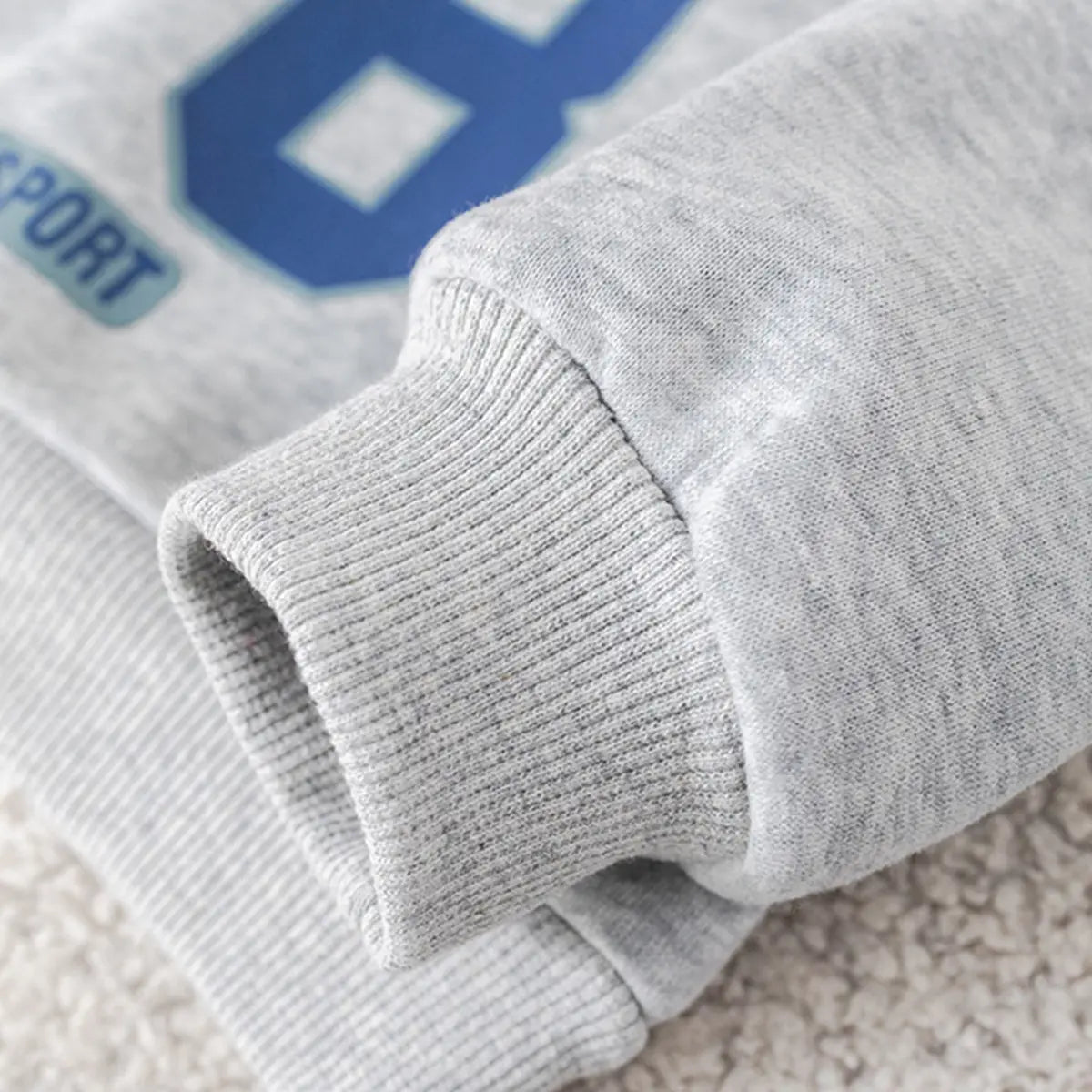 Boys Grey Alphanumeric Printed Regular Sweatshirt With Trouser Sets 3 pc. Sets