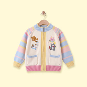 Girls Multicolour Animal Applique Raglan Sleeve Cardigan Sweaters & Cardigans Multicolor 1-2 Y