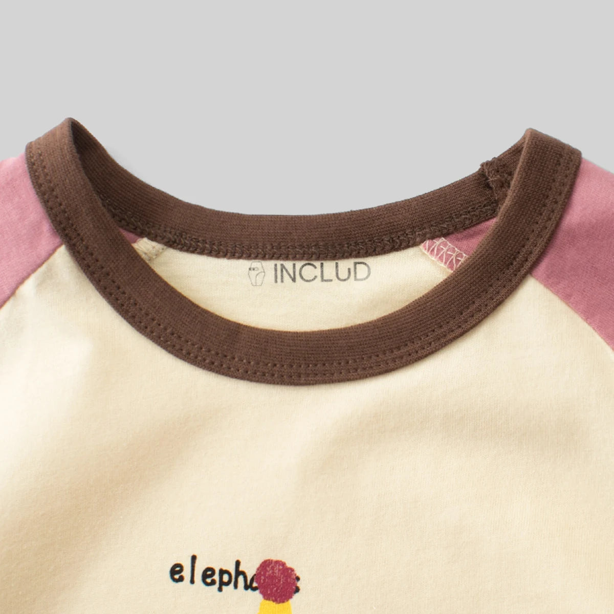 Girls Cream Elephant Print Raglan Sleeve T-Shirt Tshirts