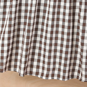 Girls Brown Gingham Checked Short Sleeves Dress Casual Dresses