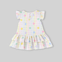 Girls Multicolor Floral Printed Ruffle Hem Drop-Waist Dress Casual Dresses