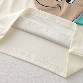 Boys Beige Dino Patchwork Raglan Sleeve T-shirt with Shorts Set Sets