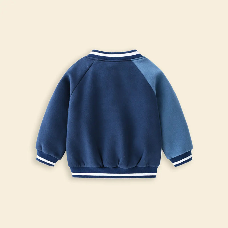 Boys Light Blue Graphics Printed Varsity Jacket Coats & Jackets