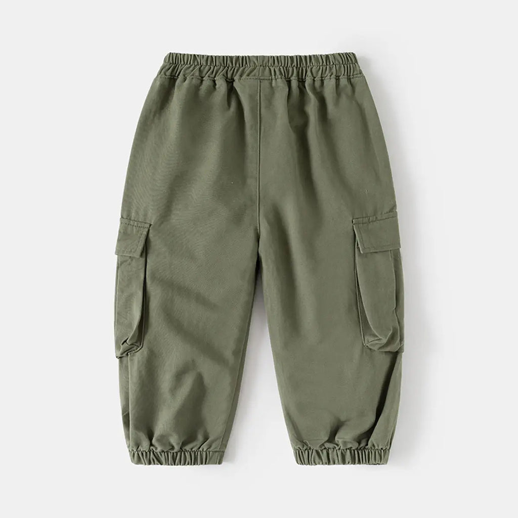 Boys Olive Green Elasticated Waist Cargo Pants Pants