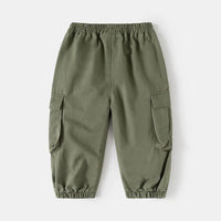 Boys Olive Green Elasticated Waist Cargo Pants Pants