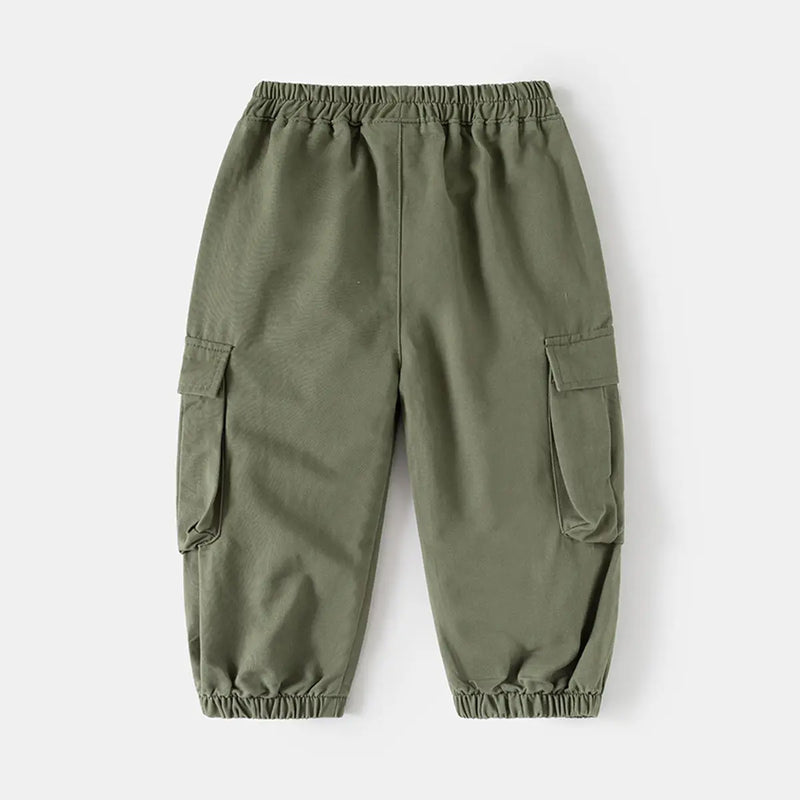 Boys Olive Green Elasticated Waist Cargo Pants Pants